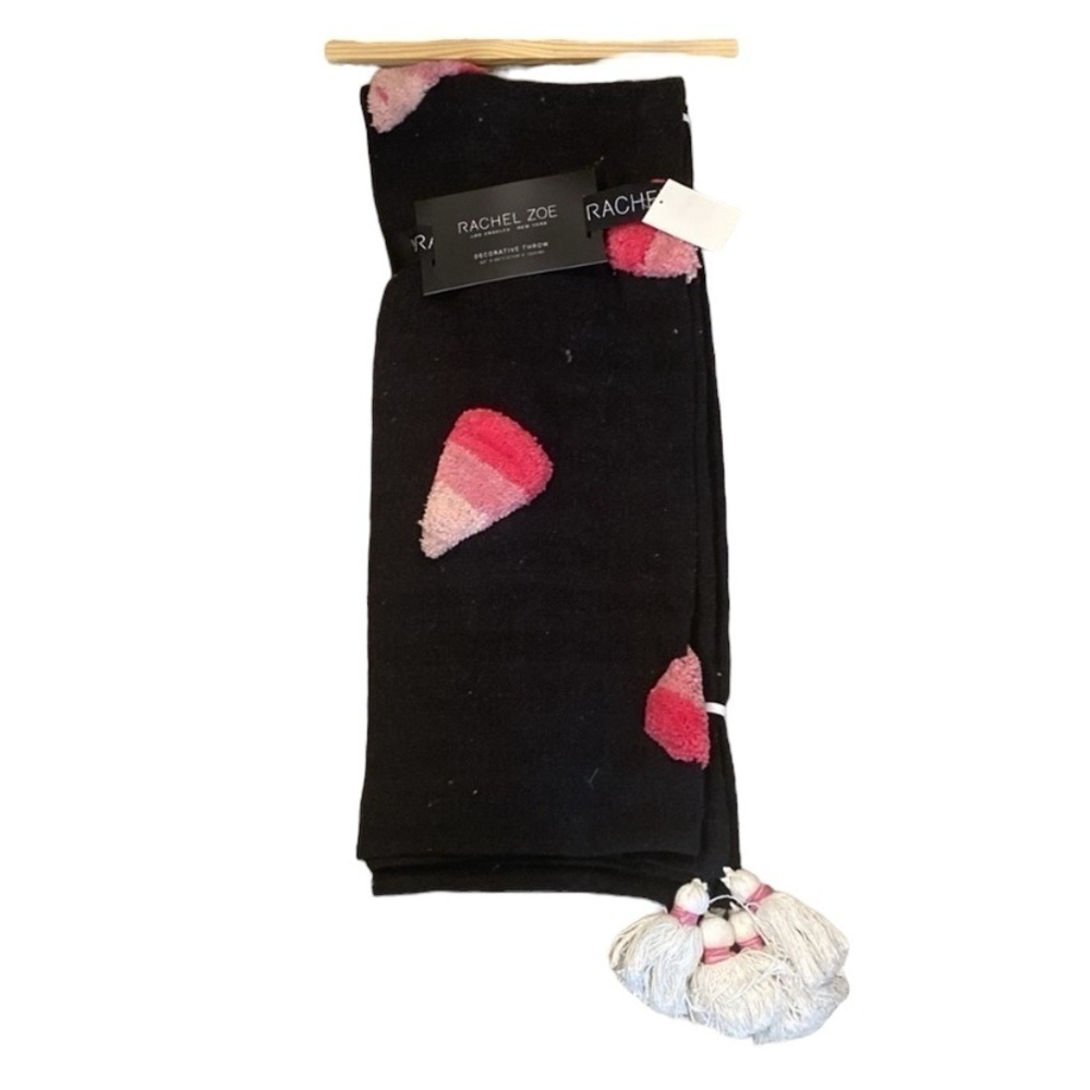 Rachel Zoe Pink Candy Corn Blanket NEW Throw Viral TikTok Tok Halloween Black